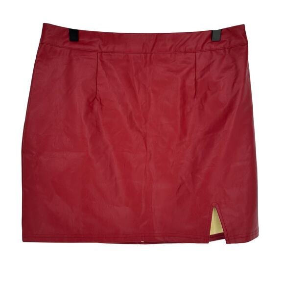 Lulus New! Fuchsia Pink Vegan Leather Mini Skirt Side Slit Goth Sexy Biker L - Picture 2 of 8